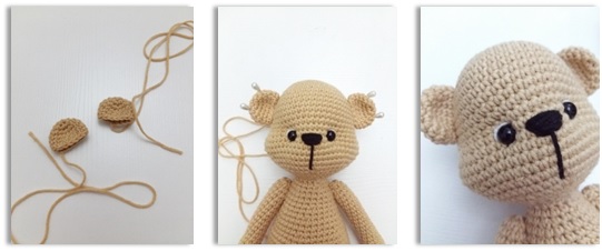 Ear (Use milky brown color yarn and make 2)