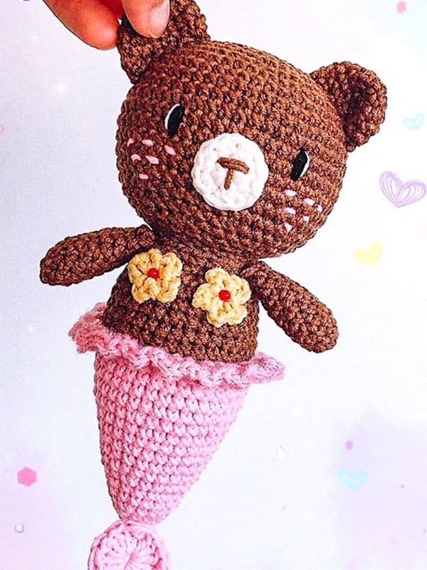 Paso a Paso Oso Del Sirena Amigurumi Patrón Gratis En Español