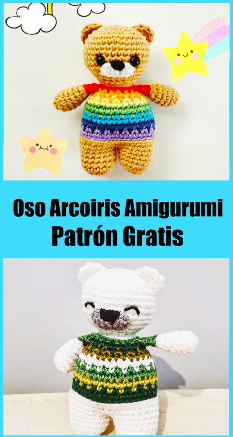 Osito de Peluche Arcoiris Amigurumi Patrón Gratis