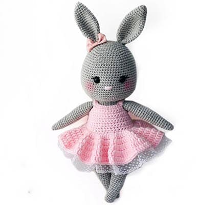 super cute bunny amigurumi pattern, pink dress amigurumi bunny pattern