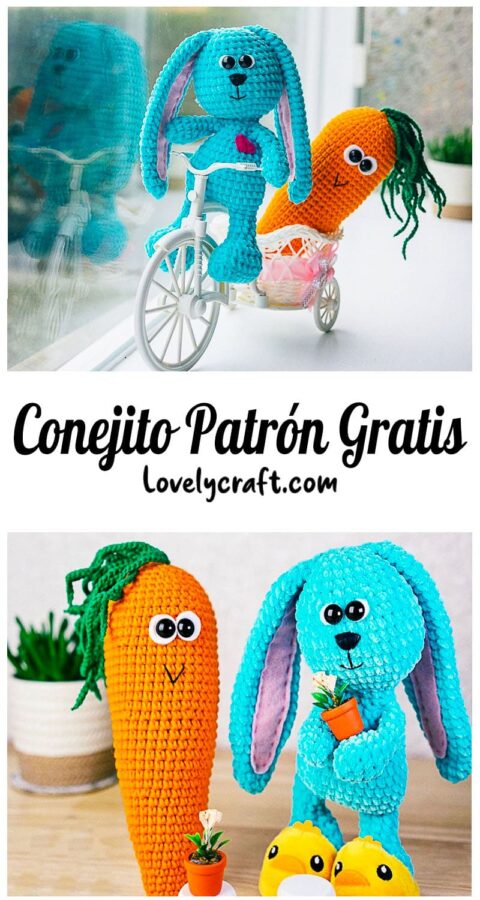Azul Conejo Amigurumi Patrón Gratis