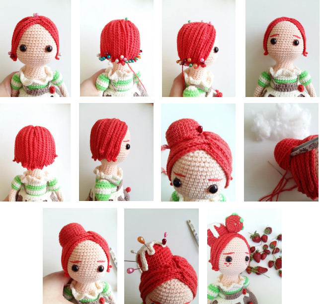 Strawberry Fairy Muig Amigurumi Crochet Pattern Hair Pictorial