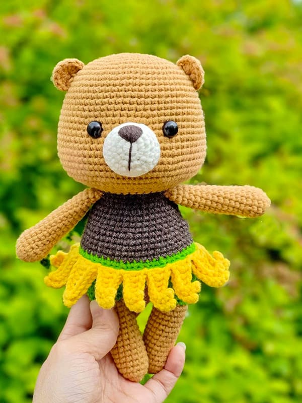 Oso de Girasol Amigurumi Patrón Gratis