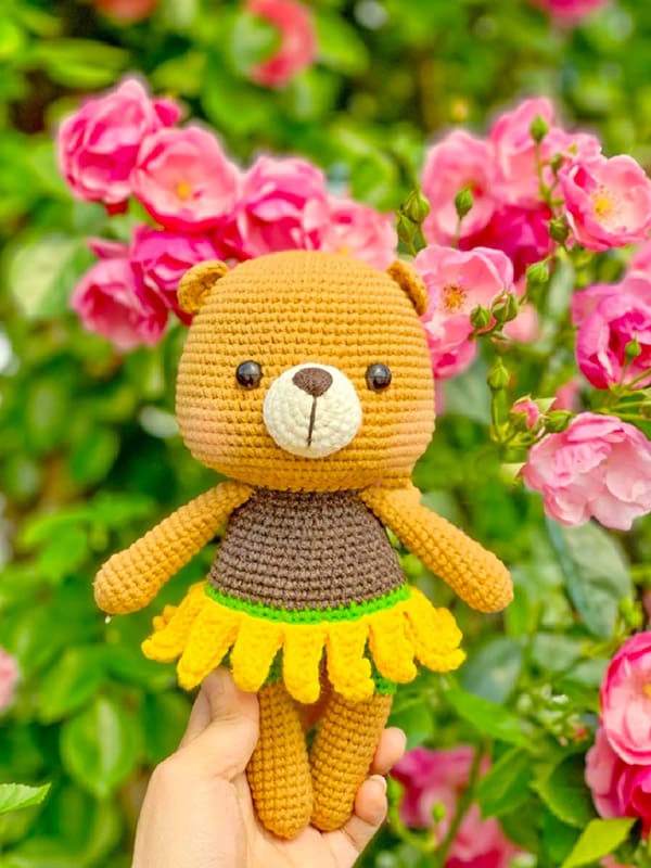 Oso de Girasol Amigurumi Patrón Gratis