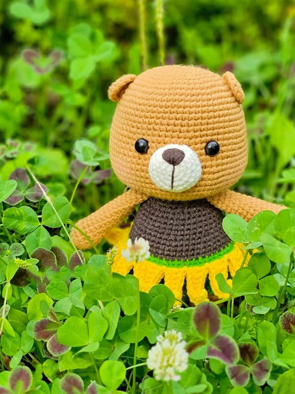 Oso de Girasol Amigurumi Patrón Gratis