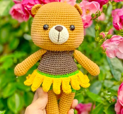 Sunflower Bear Amigurumi Crochet Pattern
