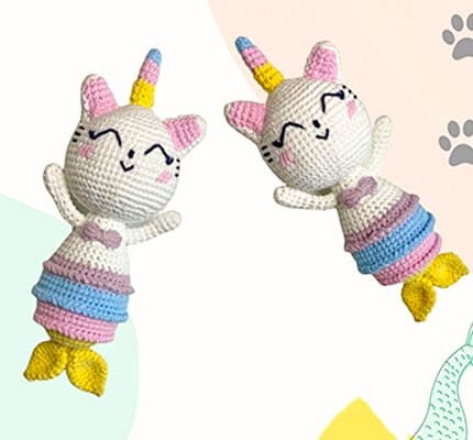 crochet unicorn mermaid kitty pattern, amigurumi unicorn mermaid