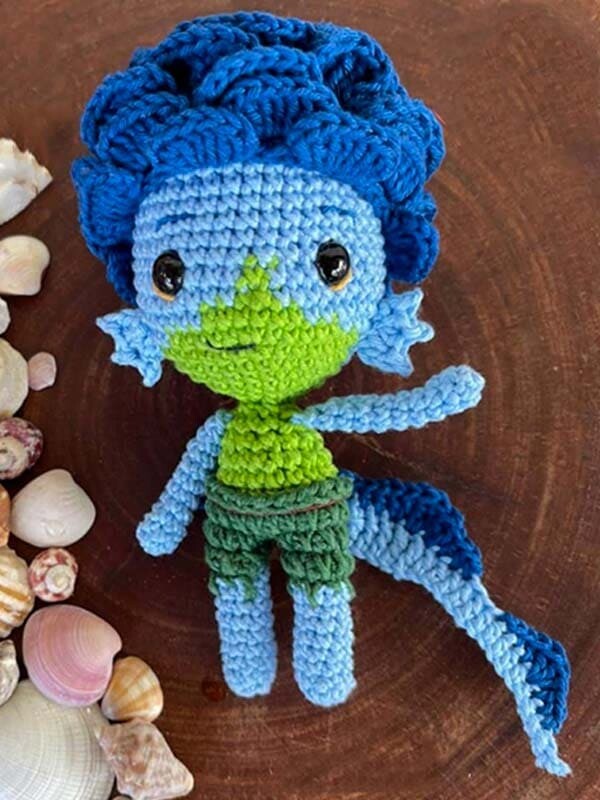 Luca Paguro Azul Muñeca Amigurumi Patrón Gratis