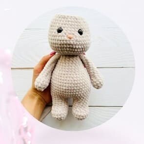 Plush Crochet Velvet Bunny Amigurumi Free Pattern head