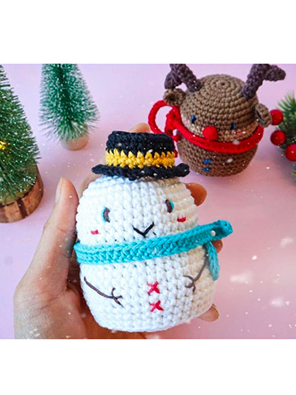 Crochet Ornament Snowman Amigurumi Free Pattern