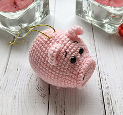 PDF Crochet Tree Ornament Piggy Amigurumi Free Pattern