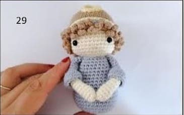 crochet christmas tree ornament angel amigurumi free pattern- arms to body