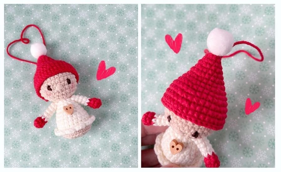 Crochet Snowman Ornament Amigurumi Free Pattern assembling