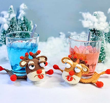 PDF Crochet Christmas Reindeer Coaster Amigurumi Free Pattern