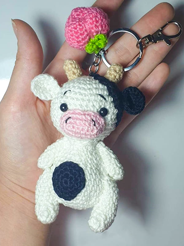 thumbnail image 2 of Positive Emotional Support Crochet Cow, Funny Handmade 2 of 9