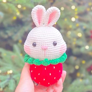 Crochet Plush Strawberry Bunny Amigurumi Free Pattern