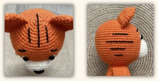 Tiger with Overalls Crochet Amigurumi Free Pattern head