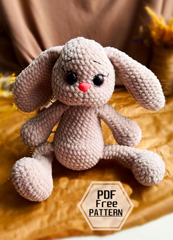 Conejito de peluche Gris Amigurumi PDF Patrón Gratis (3)