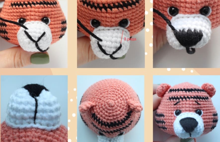 Crochet Mini Tiger PDF Amigurumi Free Pattern- muzzle