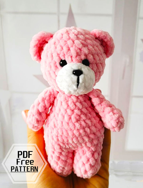 Easy Pink Plush Bear Amigurumi Free PDF Pattern (3)