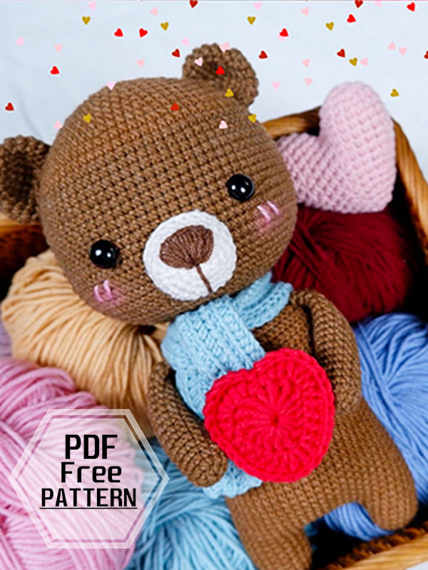 PDF Crochet Valentine Bear’s Amigurumi Free Pattern