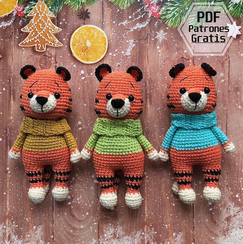 Tigre en Suéter PDF Amigurumi Patrón Gratis (1)