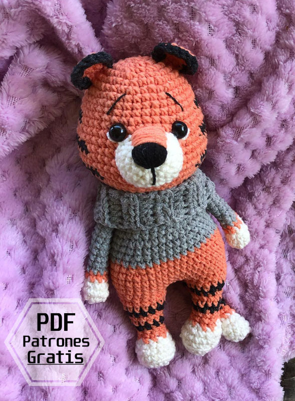 Tigre en Suéter PDF Amigurumi Patrón Gratis (3)