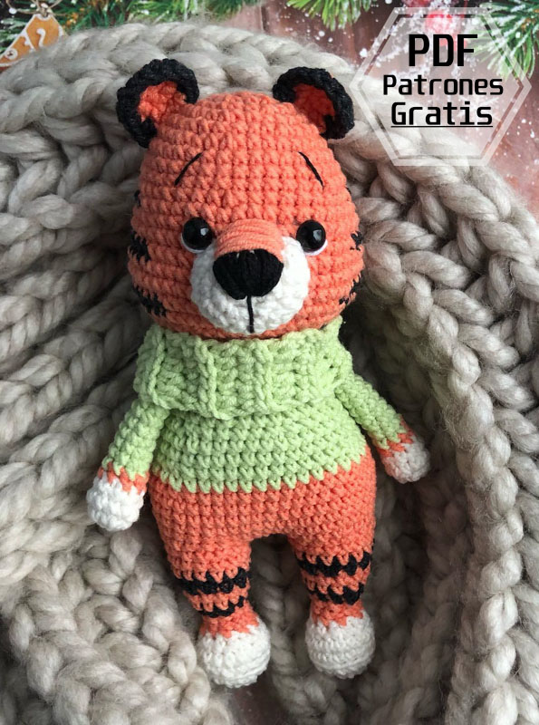 Tigre en Suéter PDF Amigurumi Patrón Gratis (4)