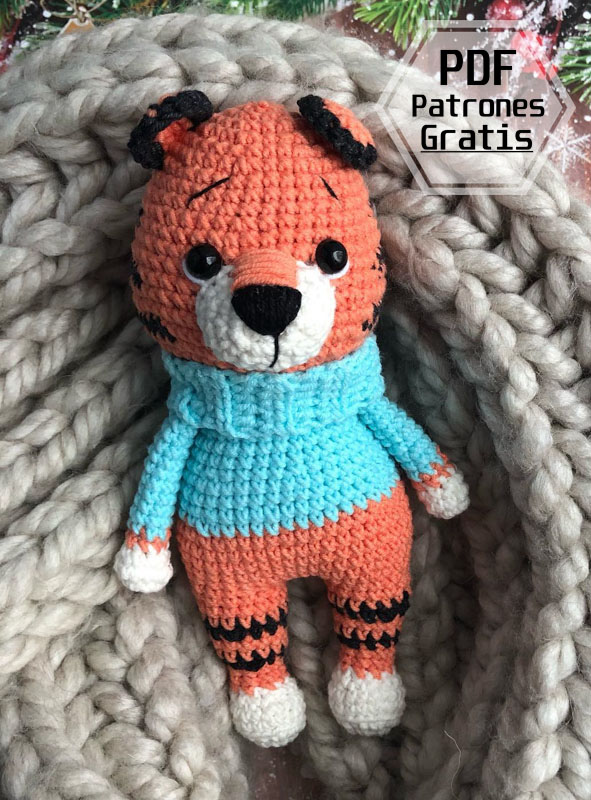 Tigre en Suéter PDF Amigurumi Patrón Gratis (5)