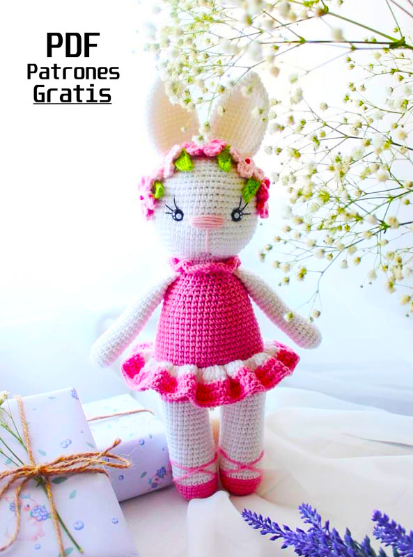 Conejo de primavera en vestido Amigurumi PDF Patrón Gratis (2)