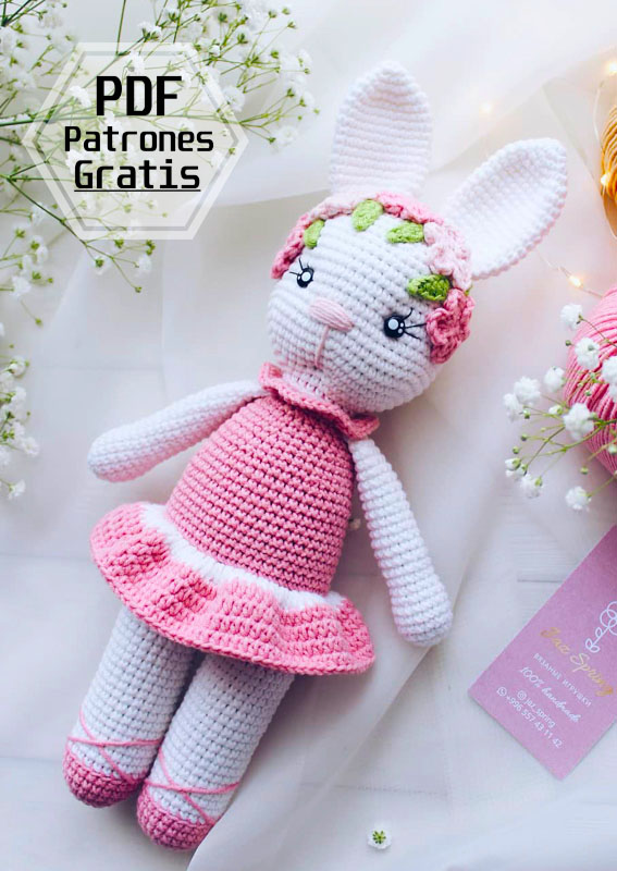 Conejo de primavera en vestido Amigurumi PDF Patrón Gratis (3)