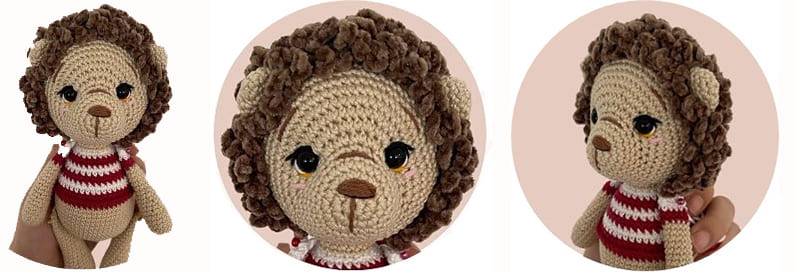 Crochet Lion Yuma PDF Amigurumi Free Pattern- assembling-the-head