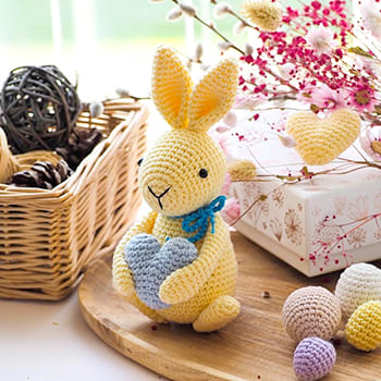 PDF Crochet Easter Bunny and Heart Amigurumi Free Pattern